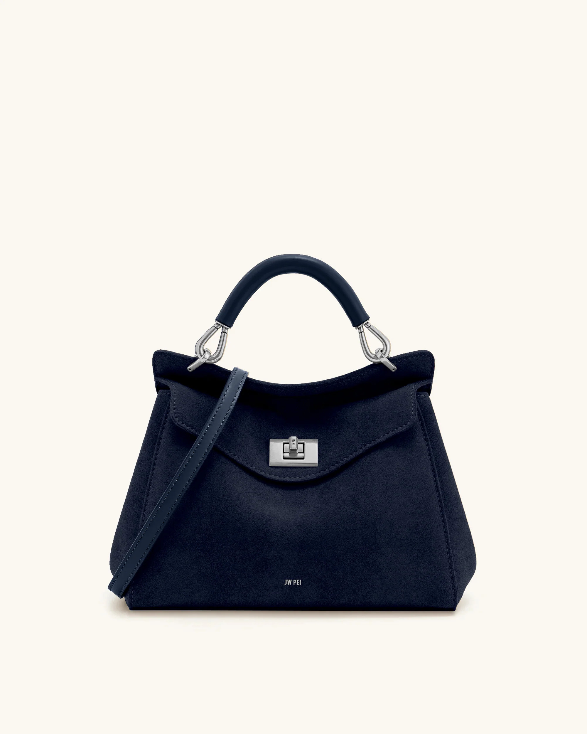 Lucia Classic Faux Suede Top Handle Bag - Navy Blue | JW PEI US