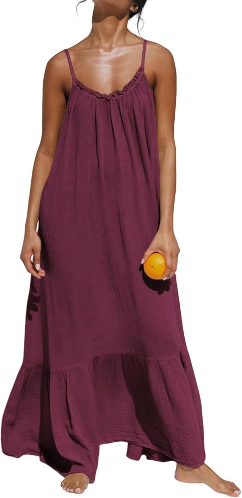 R.Vivimos Women's Summer Cotton Backless Casual Maxi Dress | Amazon (US)