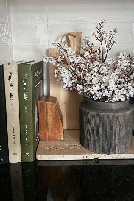 Coffee bar decor! Walmart planter, Amazon travertine tray, Amazon faux florals 🫶🏼

#LTKFindsUnder50 #LTKStyleTip #LTKHome