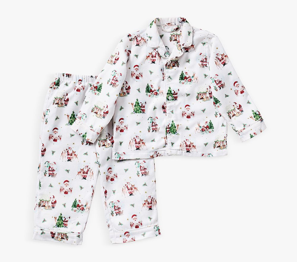 Holly Jolly Santa Flannel Kid Pajama Set | Pottery Barn Kids