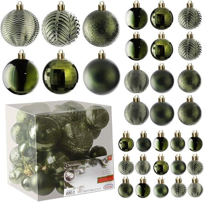Prextex Christmas Tree Ornaments - Emerald Green Christmas Ball Ornaments Set for Christmas, Holi... | Amazon (US)