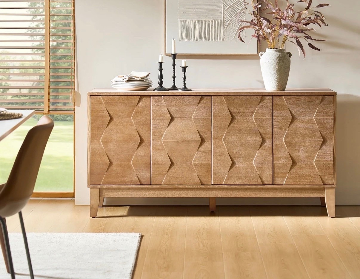 Walmart Tina's Home 4 Doors Storage Credenza and Sideboard Buffet Cabinet with Adjustable Shelves Solid Wood Legs Natural, furniture

#LTKHome