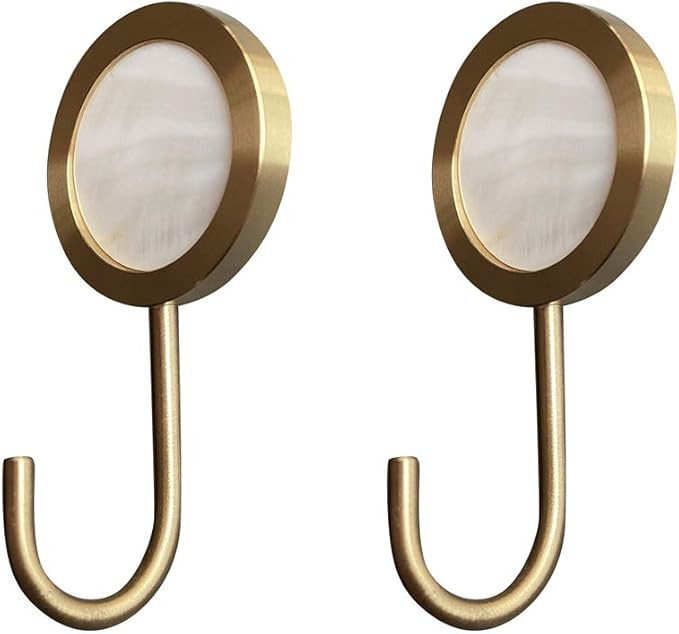 Solid Brass Decorative Wall Hook, Self-Adhesive Hole Free Wall Mount, Shining Gold Fancy Hook (Se... | Amazon (US)