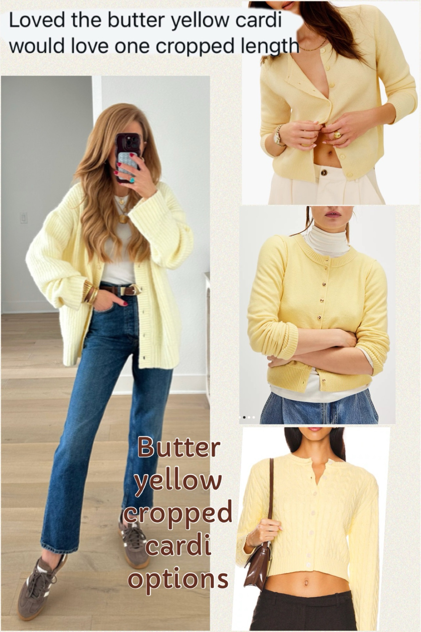 Cropped butter yellow cardigan options per request