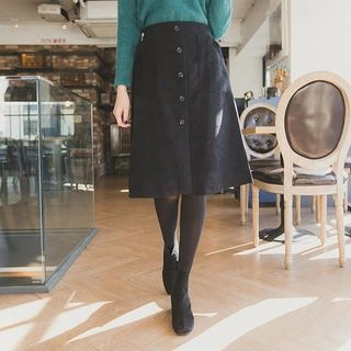 Button-Front A-Line Skirt | YesStyle Global