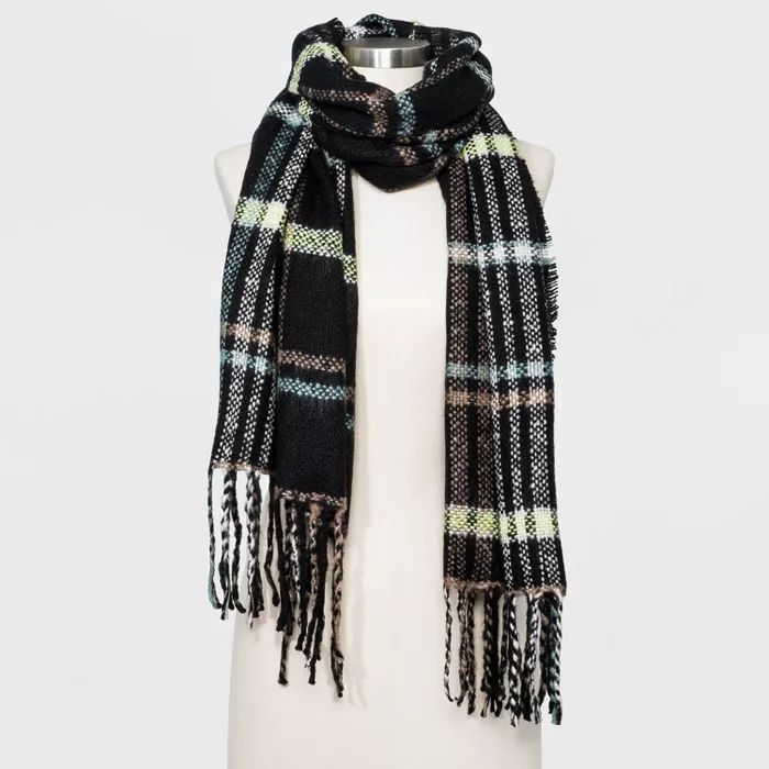 Women's Plaid Scarf - A New Day™ Black | Target