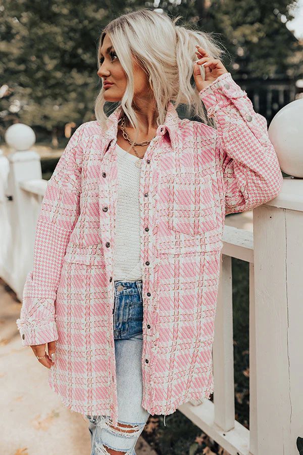 Boston BFF Tweed Jacket In Pink | Impressions Online Boutique