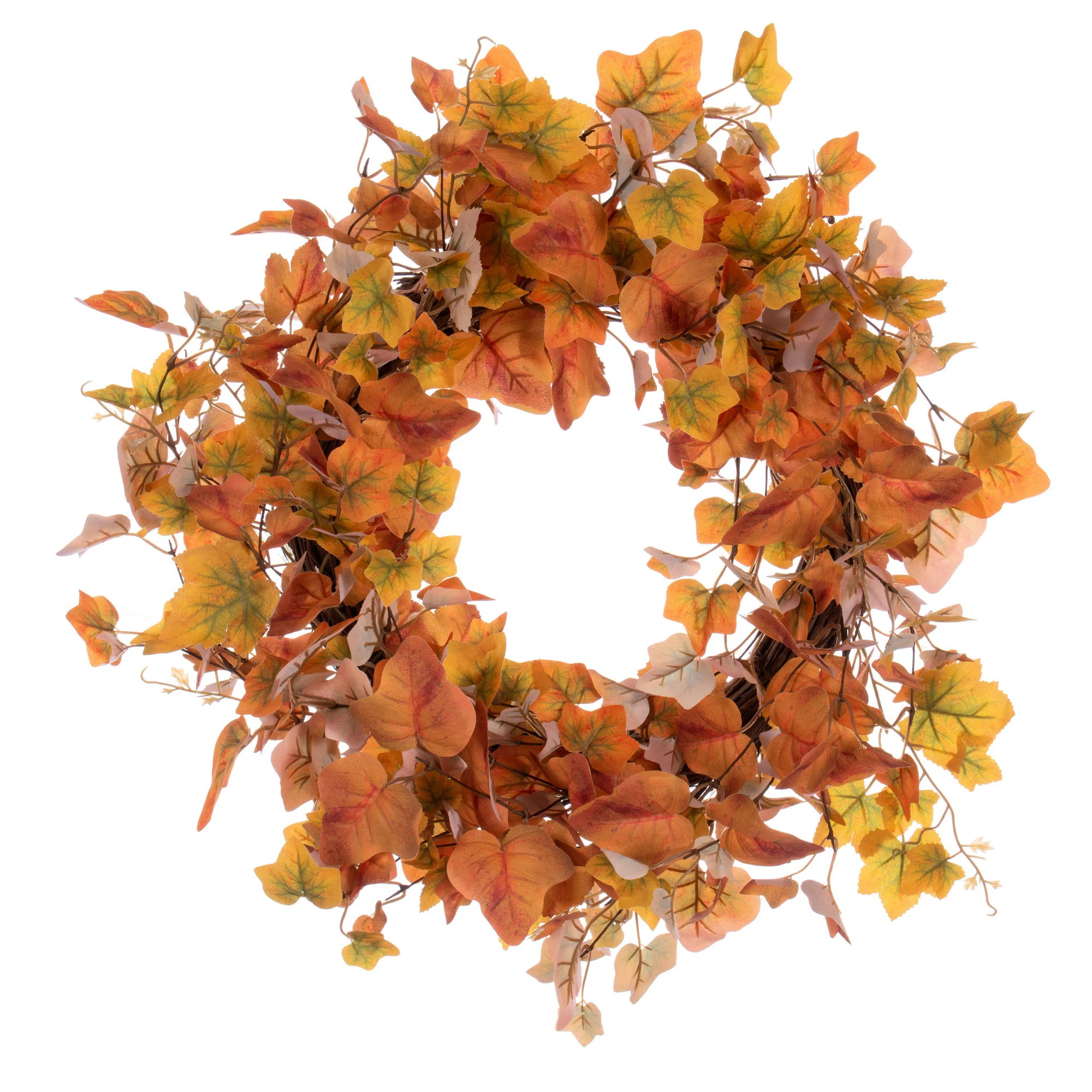 Primrue 22" Fall Orange Artificial Leaf Wreath. - Wayfair Canada | Wayfair North America