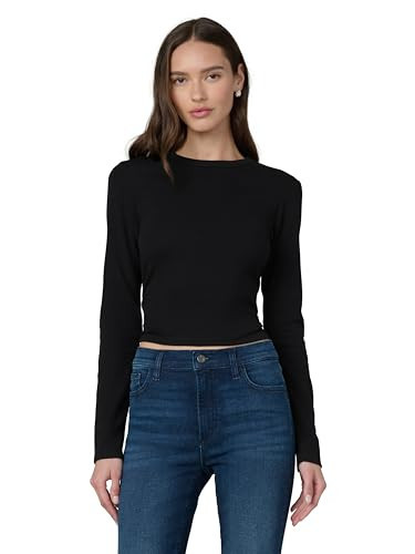 Joe's Jeans Women's The Long Sleeve Baby Tee, Black, Large | Amazon (US)