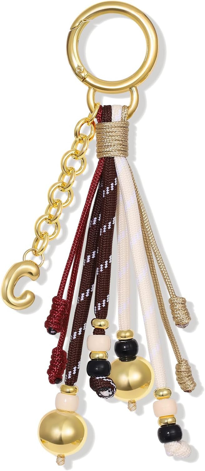 KissYan Initial Bag Charm for Women, Colorful Rope Purse Keychain With Bubble Puffy Letter, Daint... | Amazon (US)