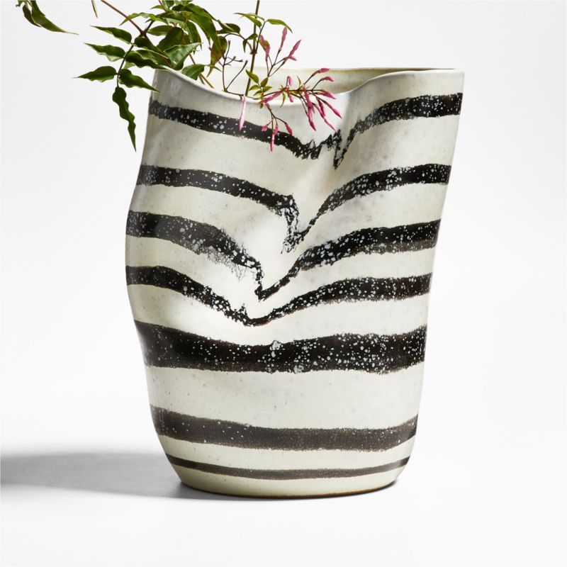 Paso Black and White Ceramic Vase by Leanne Ford 13" | Crate & Barrel | Crate & Barrel