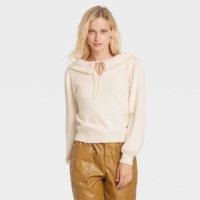 Women&#39;s Collared Pullover Sweater - Who What Wear&#8482; Cream M | Target