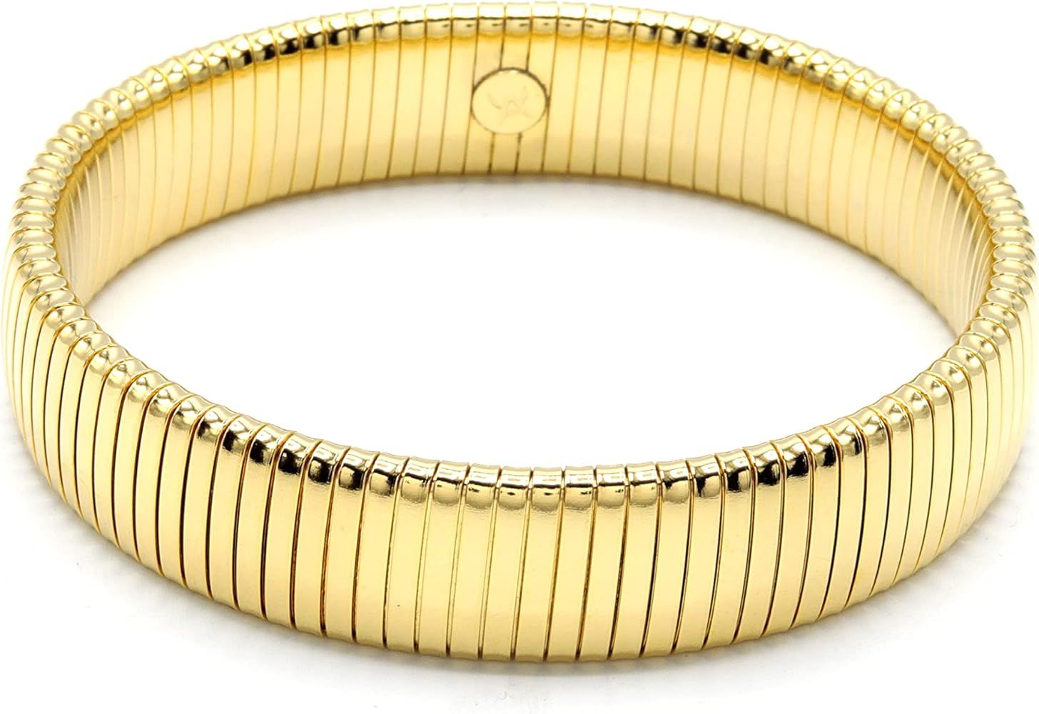 Marshal Metal Fashion Bracelet Stretch Omega CHain 18K Gold Plated Brass Tubogas Bracelet | Amazon (US)
