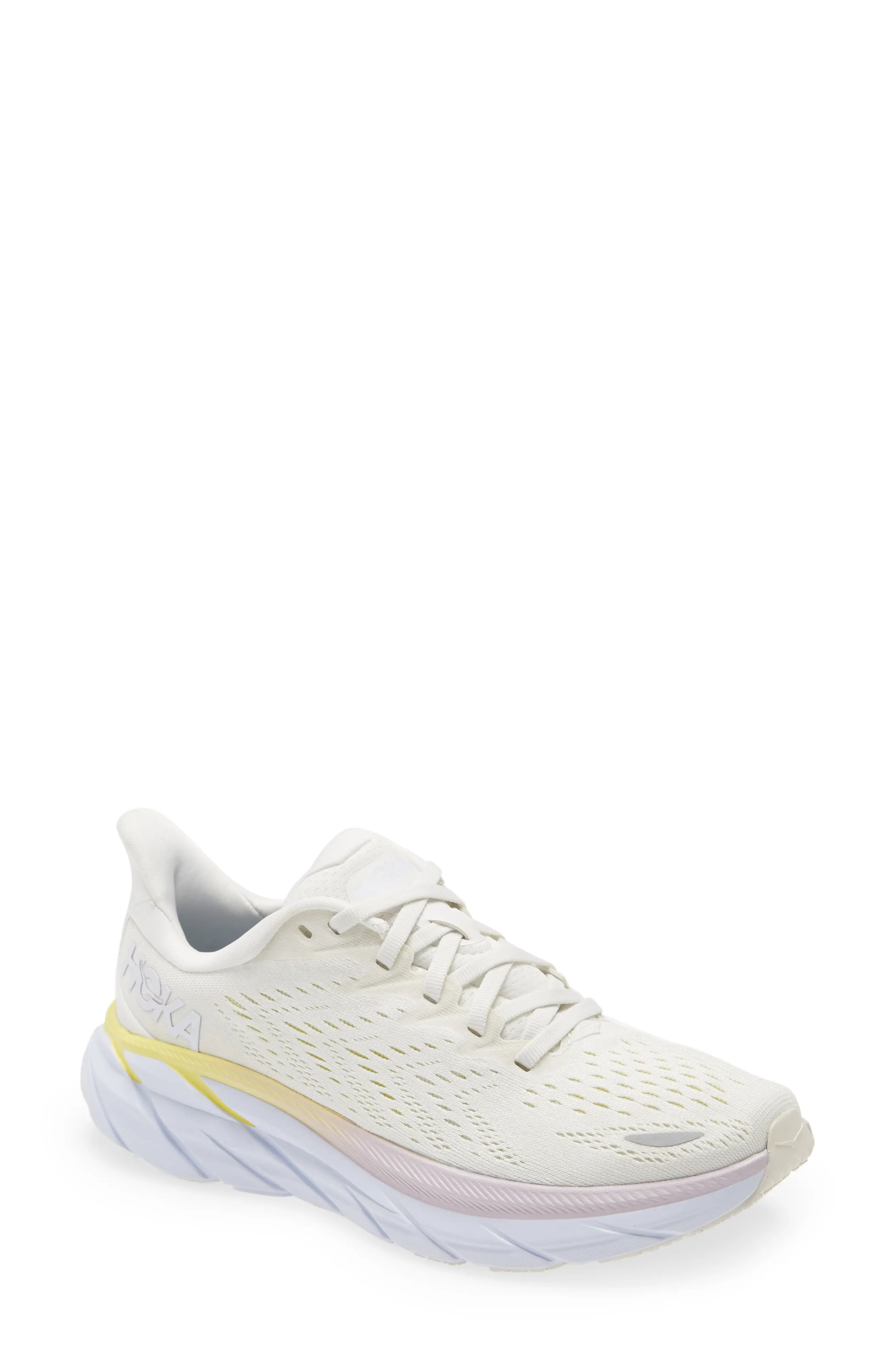 HOKA ONE ONE Clifton 8 Running Shoe in Blanc De Blanc/Bright White at Nordstrom, Size 5 | Nordstrom