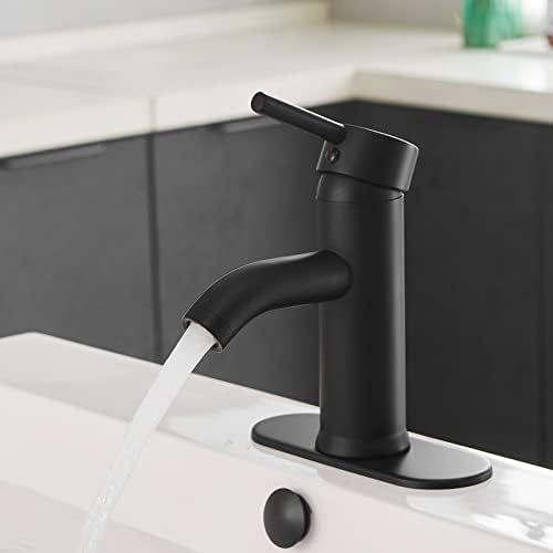Black Bathroom Sink Faucet Single Hole matte black bathroom faucet Vanity Basin Mixer Tap with De... | Amazon (CA)