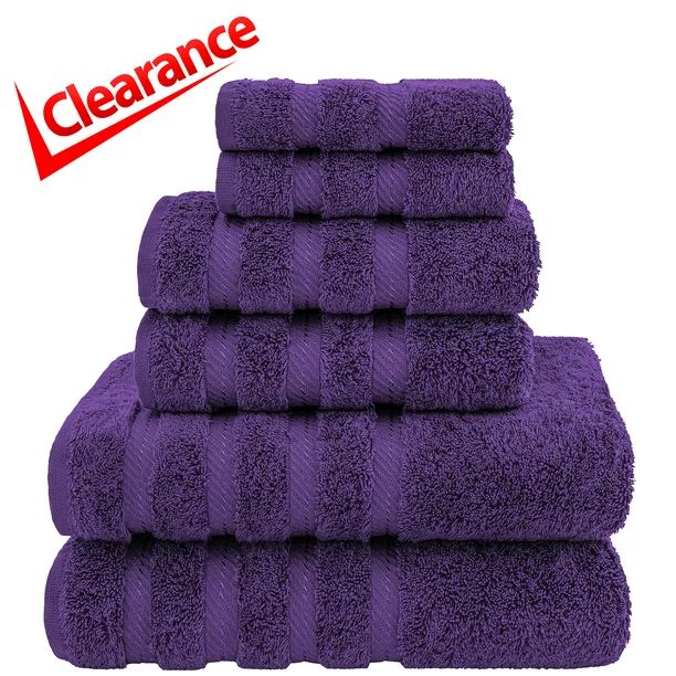 American Soft Linen 6 Piece Premium Bath Towel Set, 100% Turkish Cotton Towels for Bathroom, Purp... | Walmart (US)