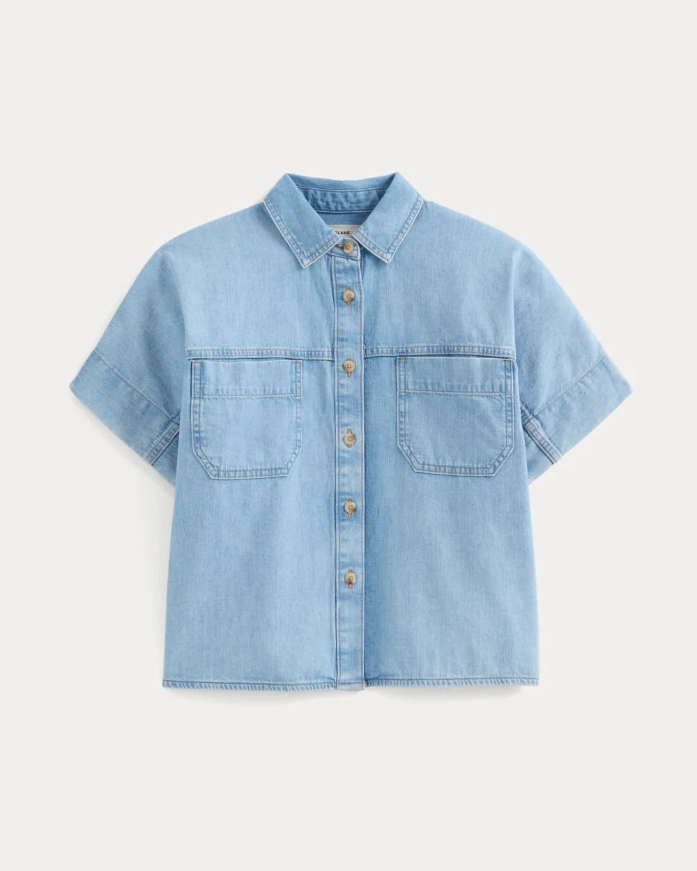 Cropped Boxy Denim Shirt | Light Indigo | Everlane