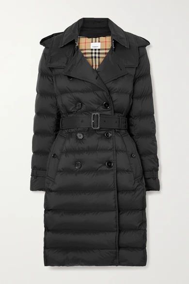 Burberry - Net Sustain Belted Hooded Quilted Shell Down Coat - Black | NET-A-PORTER (US)