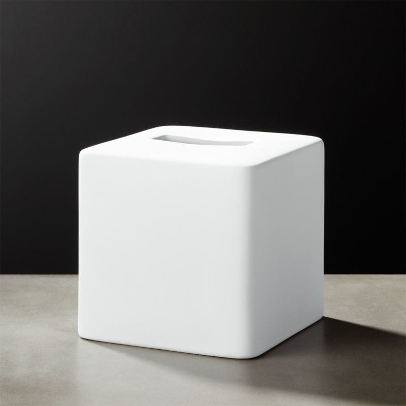 White Rubber Coated Tissue Box Cover + Reviews | CB2 | CB2