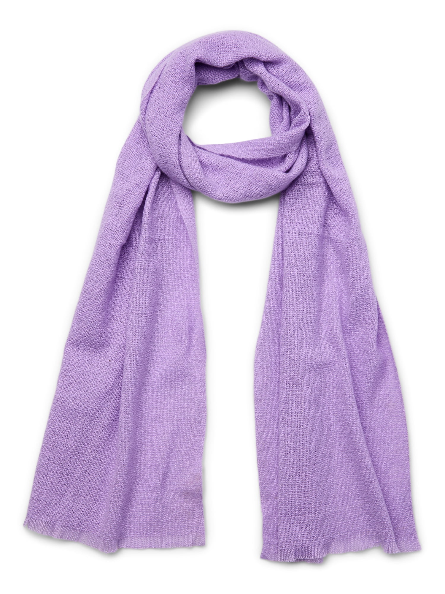 No Boundaries Women's Solid Blanket Winter Scarf with Frayed Edge, Purple | Walmart (US)