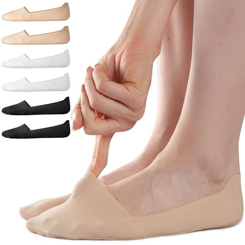 Sofier No Show Socks Womens, Non Slip Low Cut 6 Pairs Thin Silky Dress Footies Liner Invisible Socks Flats Loafers Sneakers Nude Black White | Amazon (US)