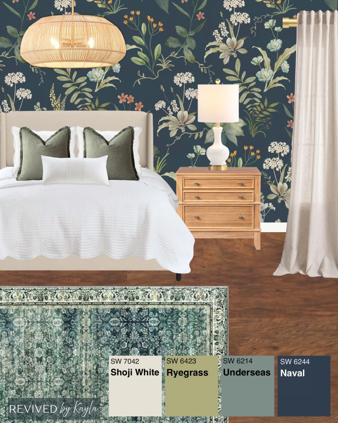 Navy and green bedroom design idea and color palette 🪴 Decor from Wayfair and Amazon, flooring from Lowe’s, and paint colors from Sherwin Williams 

#homedecor #bedroom #homeinspo #inspiration #inspo #home

#LTKFindsUnder50 #LTKHome #LTKFindsUnder100