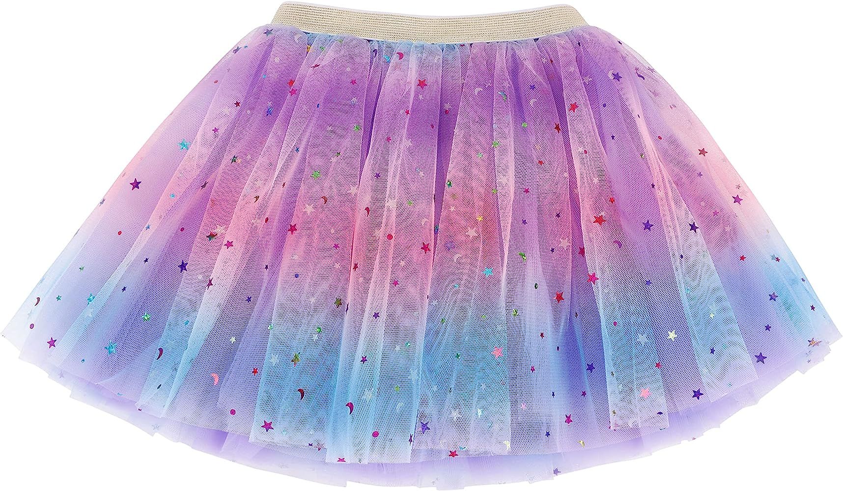 Simplicity Baby Girl's Rainbow Tutu Skirt 4-Layer Tulle Princess Ballet Dress | Amazon (US)