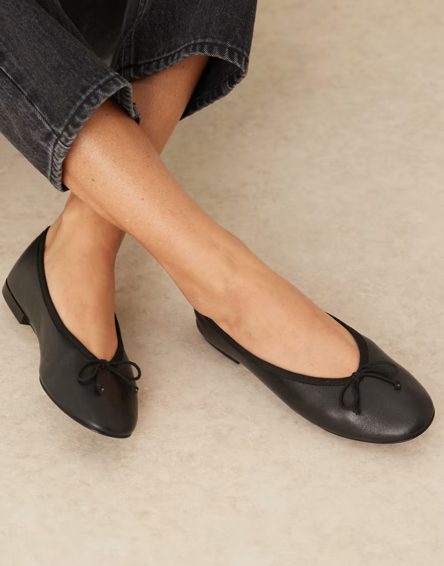 Mango leather ballet pump in black | ASOS (Global)