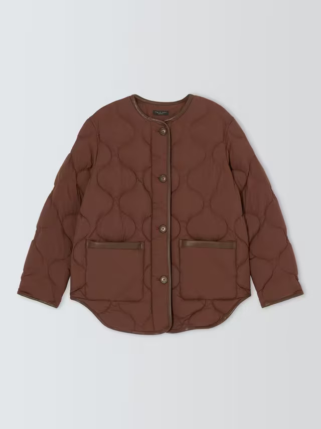 rag & bone Tatiana Quilted Jacket, Brown | John Lewis (UK)