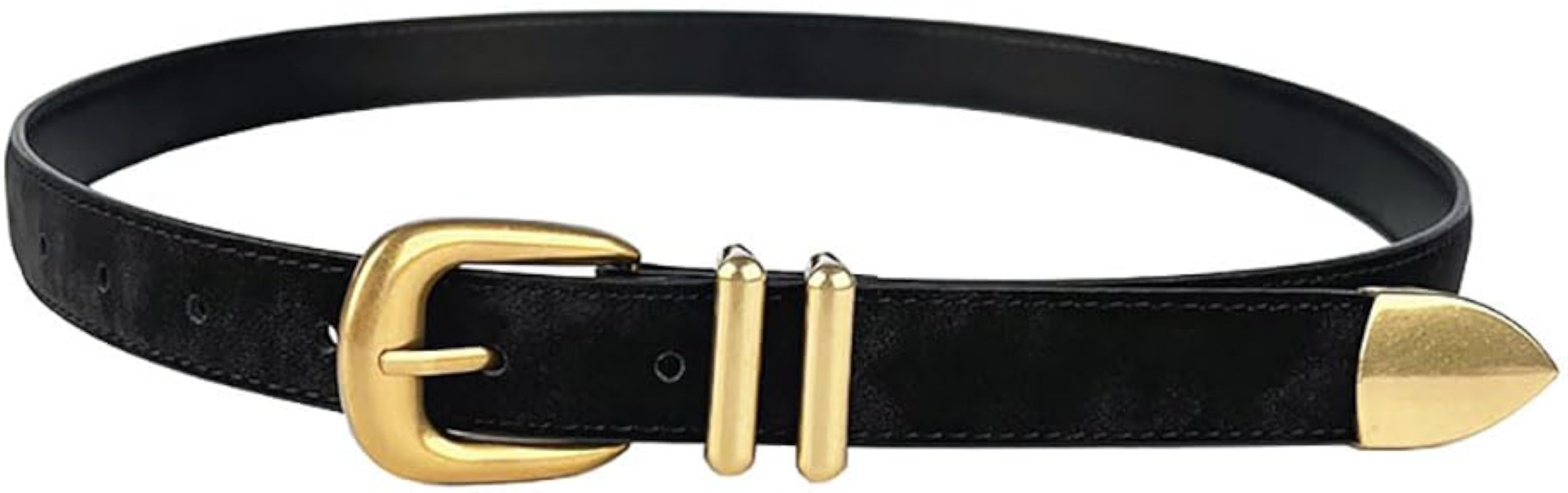 Cinturones para mujer para jeans, vestidos, cinturón de cuero para mujer, con hebilla plateada | Amazon (US)