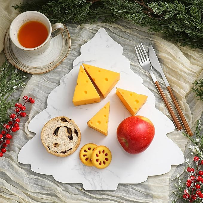 Tioncy Marble Christmas Tree Cheese Board Charcuterie Boards Marble Tree Shaped Charcuterie Board... | Amazon (US)