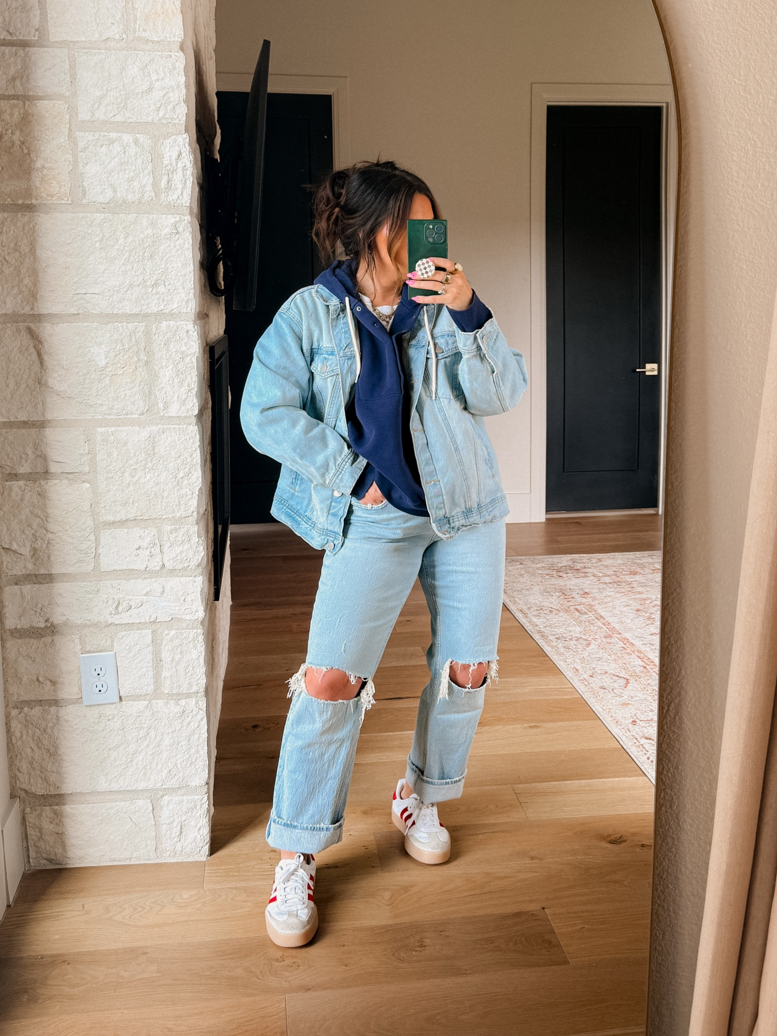 Aerie Hoodie: XL
Aerie Lace Tee: XL 
(Use code: STEPHANIELTK20 For an additional 20% off at Aerie)

Target Denim jacket: XXL
Abercrombie mid rise straight: TTS
Adidas sambae: TTS


#LTKStyleTip #LTKMidsize #LTKFindsUnder50