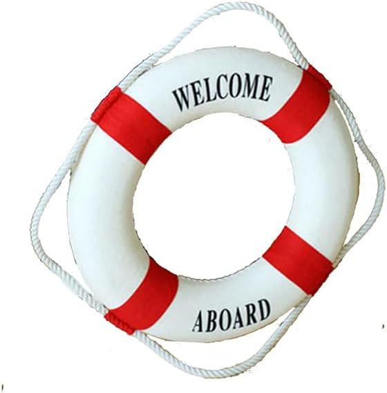 MorroMorn Lifebuoy Wall Hanging Decor - Welcome Aboard Mediterranean Style Home Decoration (Red, ... | Amazon (US)