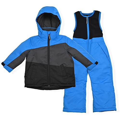 Arctic Quest Boys Ski Jacket and Snowbib Snowsuit Set 2 Piece Zip Up Jacket and Overall Snowsuit Set, Color-Blocked, Shadow Blue, 7 | Amazon (US)