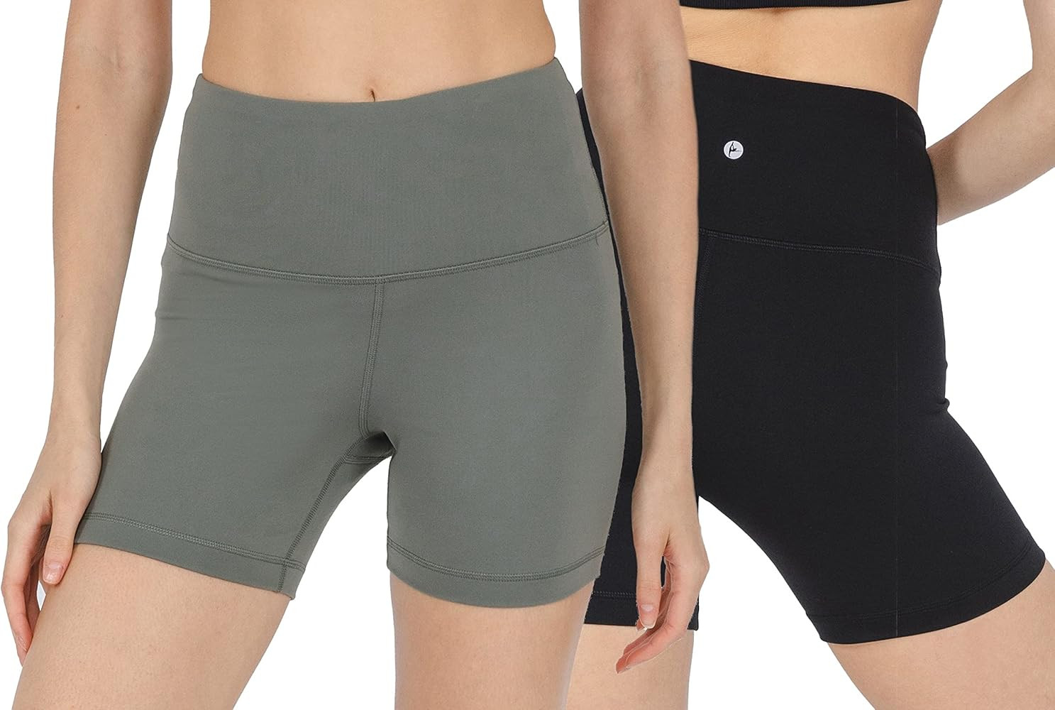 90 Degree By Reflex High Waist Power Flex Yoga Shorts - Tummy Control Biker Shorts for Women 2 Pa... | Amazon (US)
