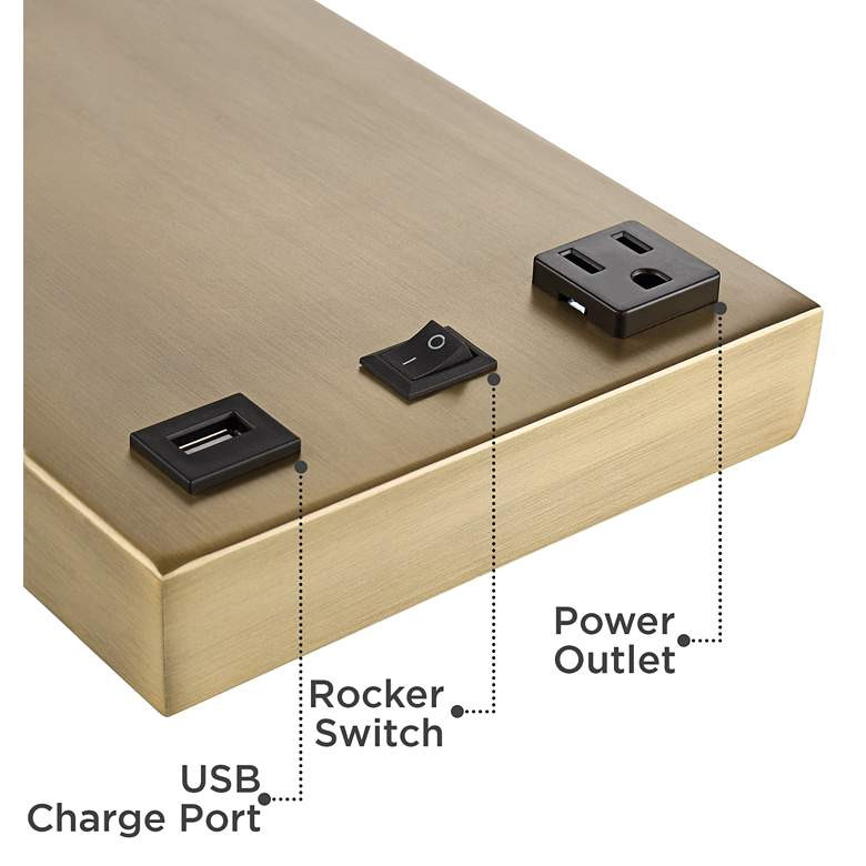 360 Lighting Brody 22 1/4" Black Brass Desk Lamp with USB and Outlet - #43A19 | Lamps Plus | Lamps Plus