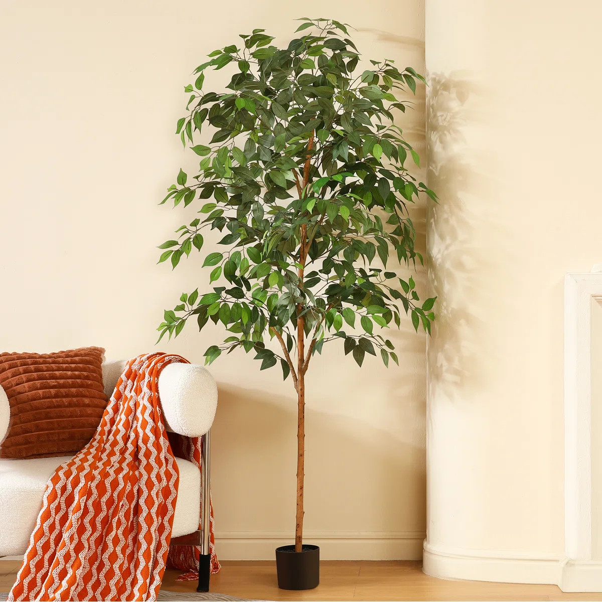 Adcock Artificial Ficus Tree in Pot with Realistic Leaves and Natural Trunk | Wayfair North America