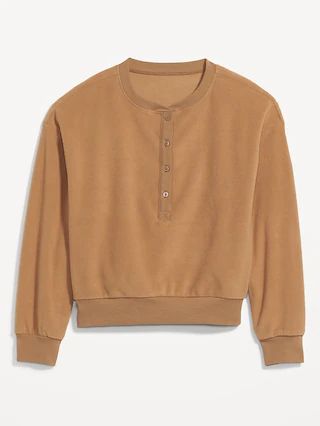 Microfleece Henley Lounge Sweatshirt for Women | Old Navy (US)