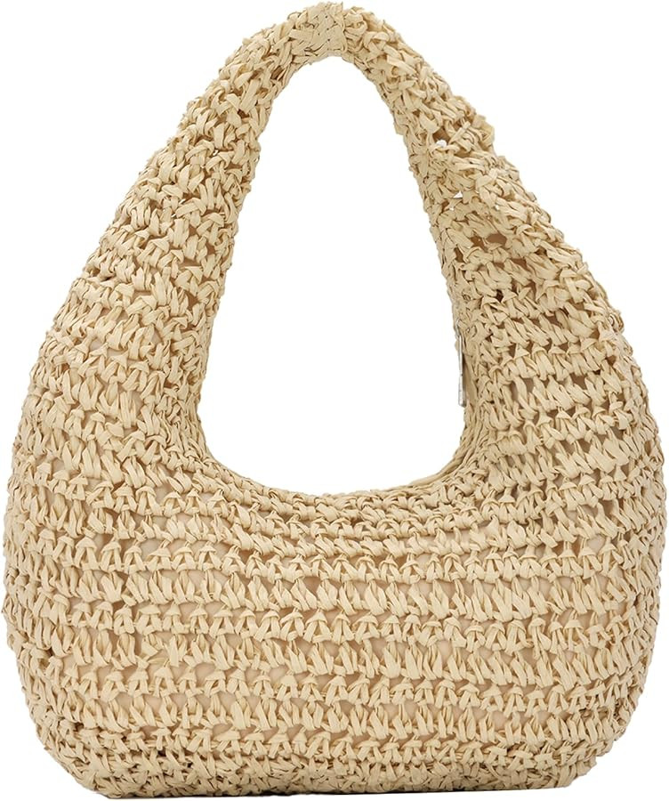 GOKTOW Crescent Straw Handbag for Women,Summer Raffia Beach Purse Tote Hobo Bag 2025 | Amazon (US)