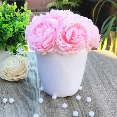 Faux Peonies Floral Arrangements and Centerpieces in Pot House of Hampton Flower Color: Pink | Wayfair North America