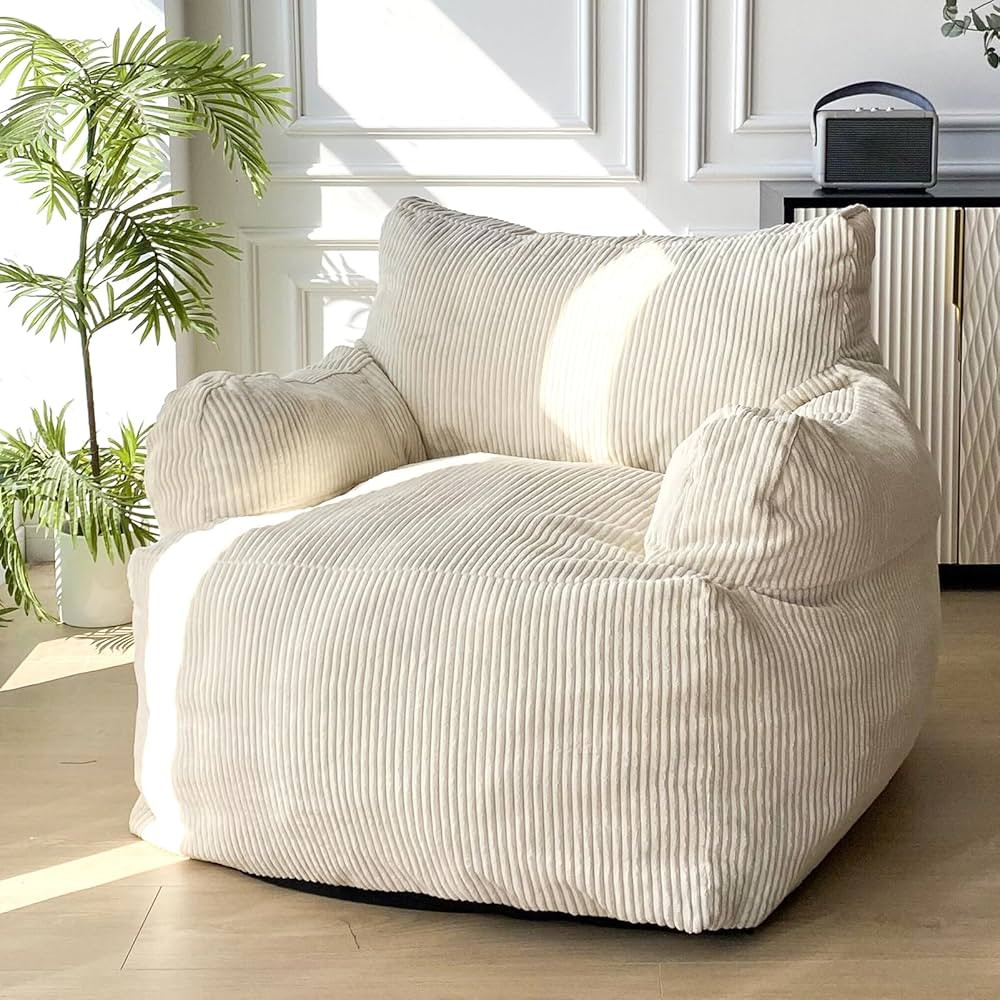 MAXYOYO Giant Bean Bag Chair, Stuffed Bean Bag Couch with Filler Large Living Room Bean Bag Chair... | Amazon (US)