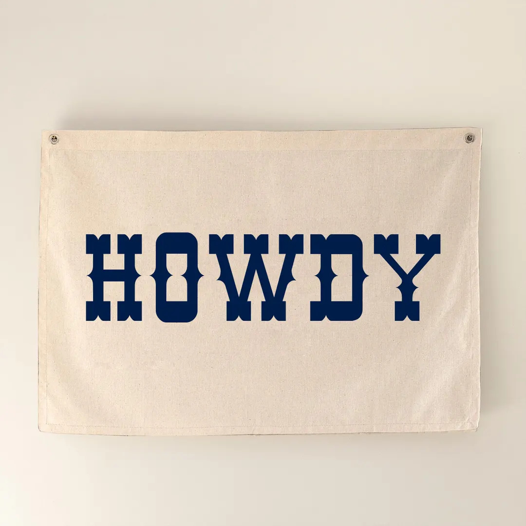 Howdy Cowboy Canvas Pennant, Boho Coastal Wall Decor | Etsy (US)