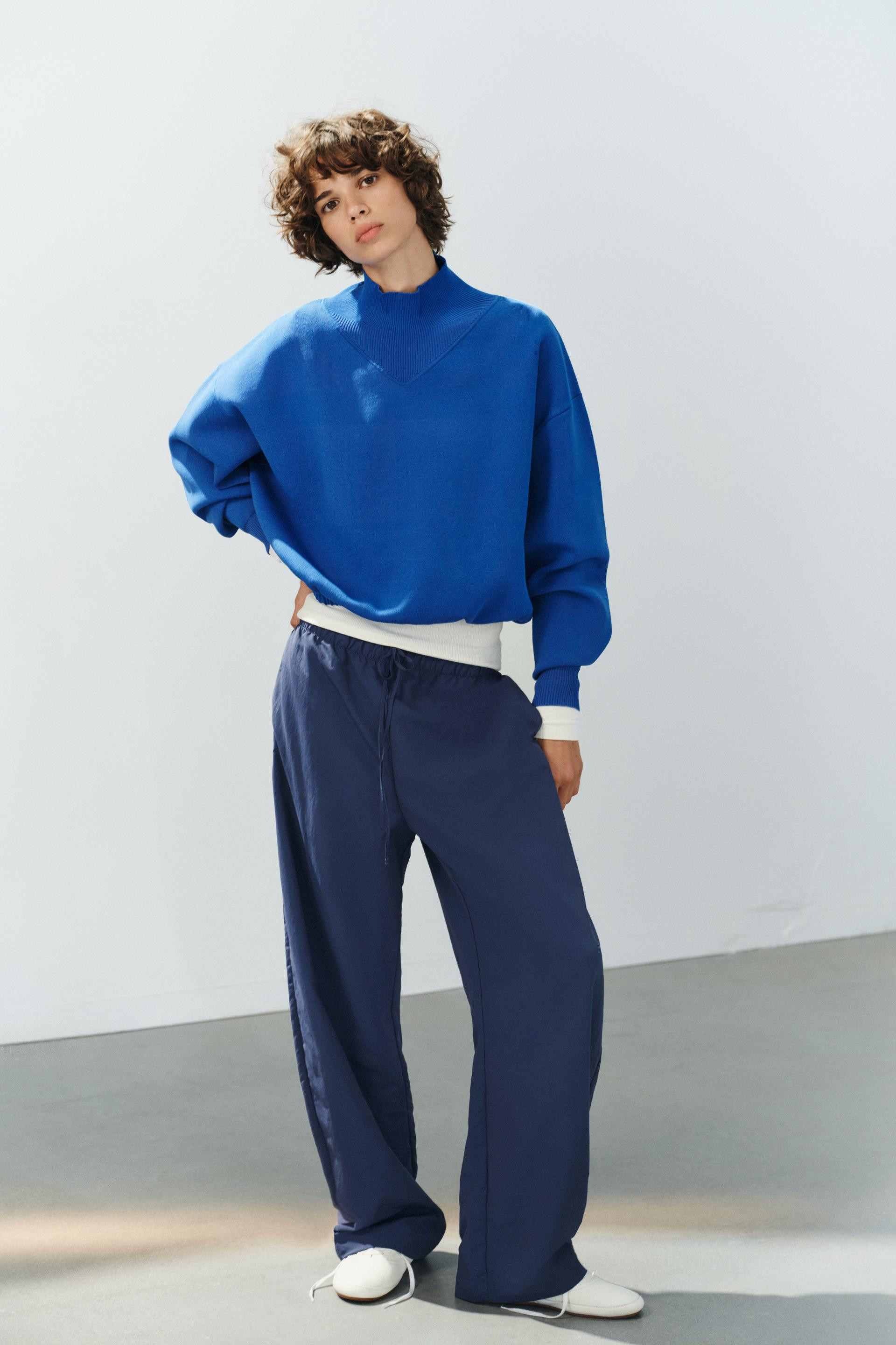 Zara - Bubble Knit Jumper - Bluish - M - Woman | Zara US
