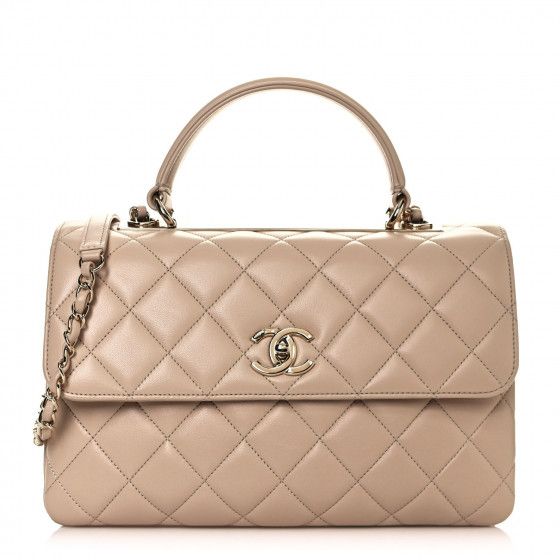 CHANEL Lambskin Quilted Medium Trendy CC Flap Dual Handle Bag Beige | FASHIONPHILE | Fashionphile