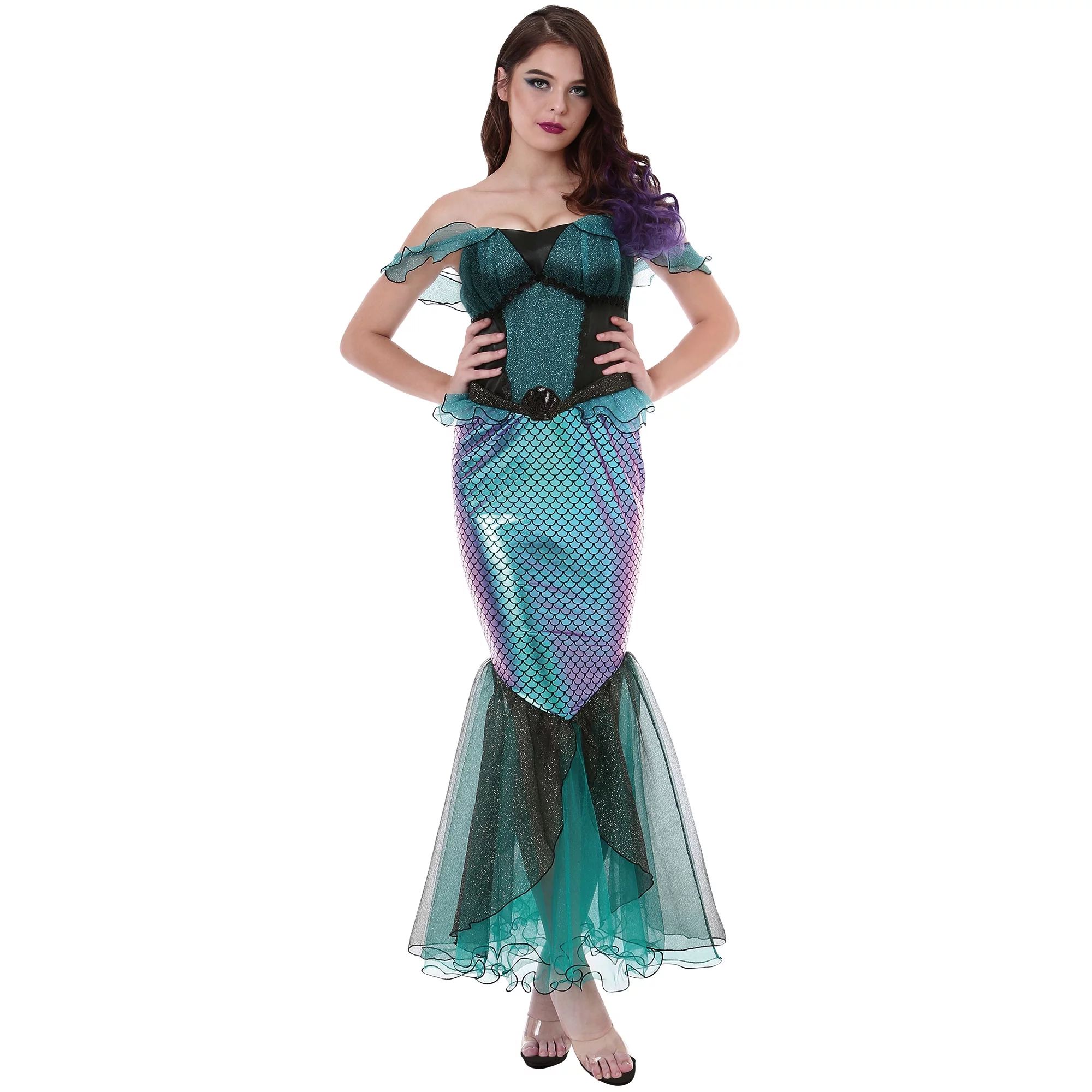 Hauntlook Mystical Mermaid Women's Halloween Fancy-Dress Costume for Adult, with Maxi Skirt Tail ... | Walmart (US)