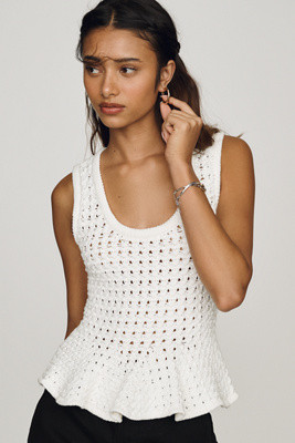 Pistola Anna Peplum Open-Weave Top | Anthropologie (US)