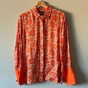 Orange paisley print Classic-fit button up shirt | Poshmark