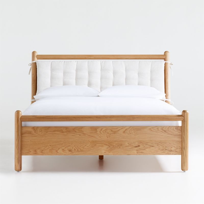 Solano Queen Wood Bed with Headboard Cushion + Reviews | Crate & Barrel | Crate & Barrel