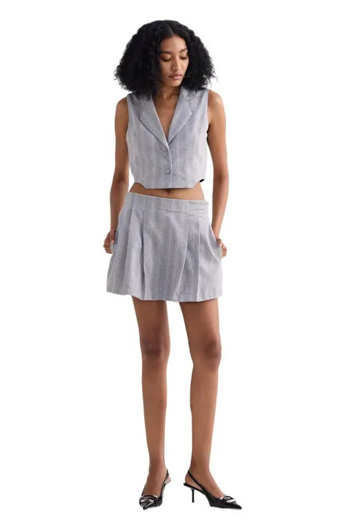 Reistor Cropped Cotton Tweed Vest in Steel Breeze at Nordstrom, Size Large | Nordstrom