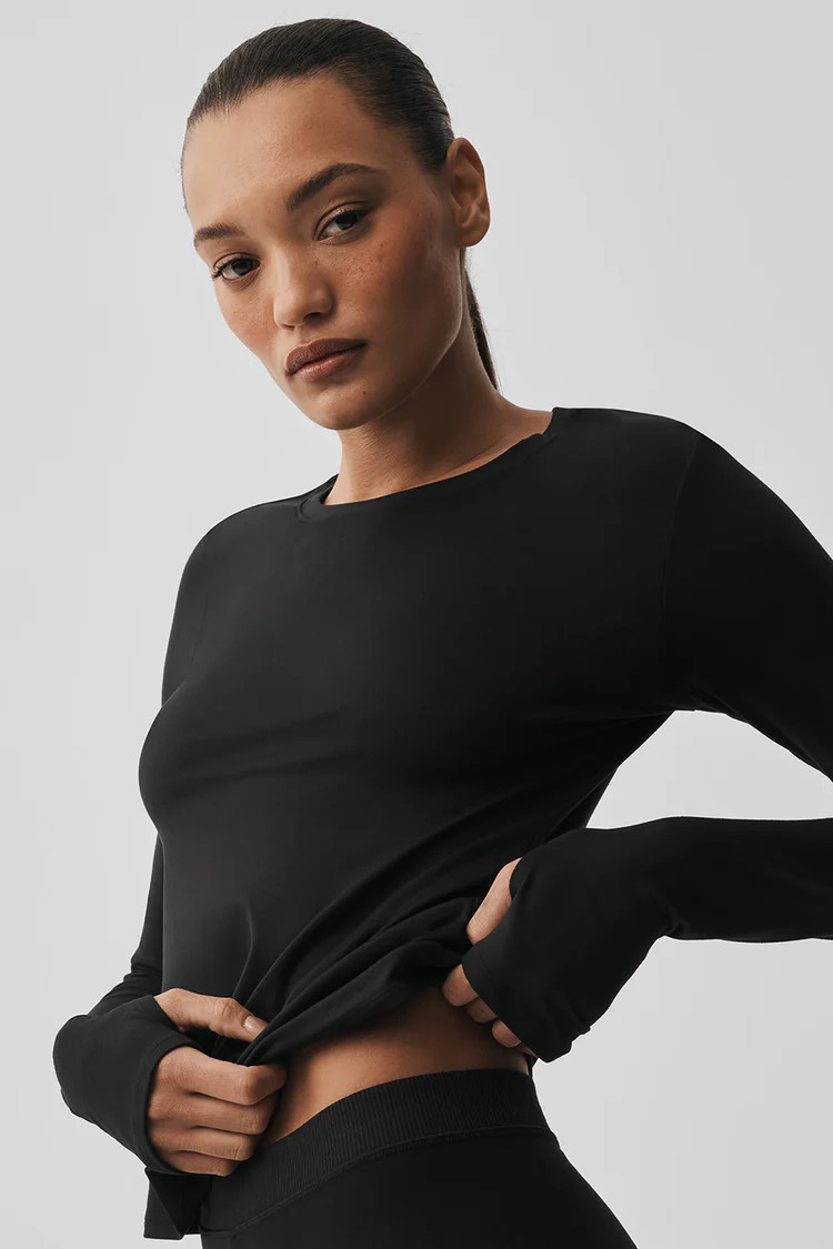 Alosoft Finesse Long Sleeve - Black | Alo Yoga